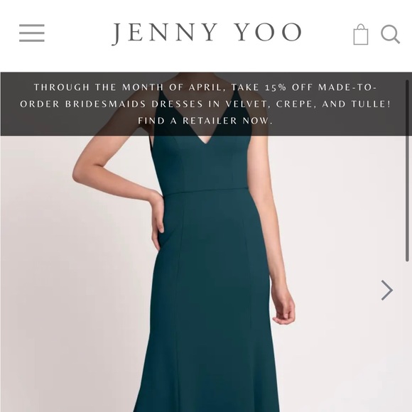 Jenny Yoo “Taryn” floor length gown in “Caspian Sea” color. - Picture 6 of 15
